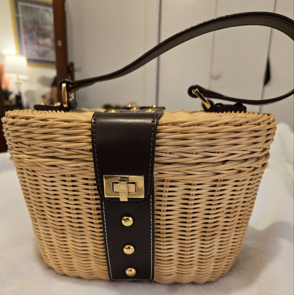 Stylish Etienne AignerTan and Black Woven Bag